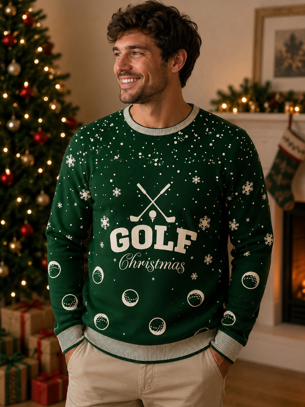 Golf Snow Globe Christmas Jumper